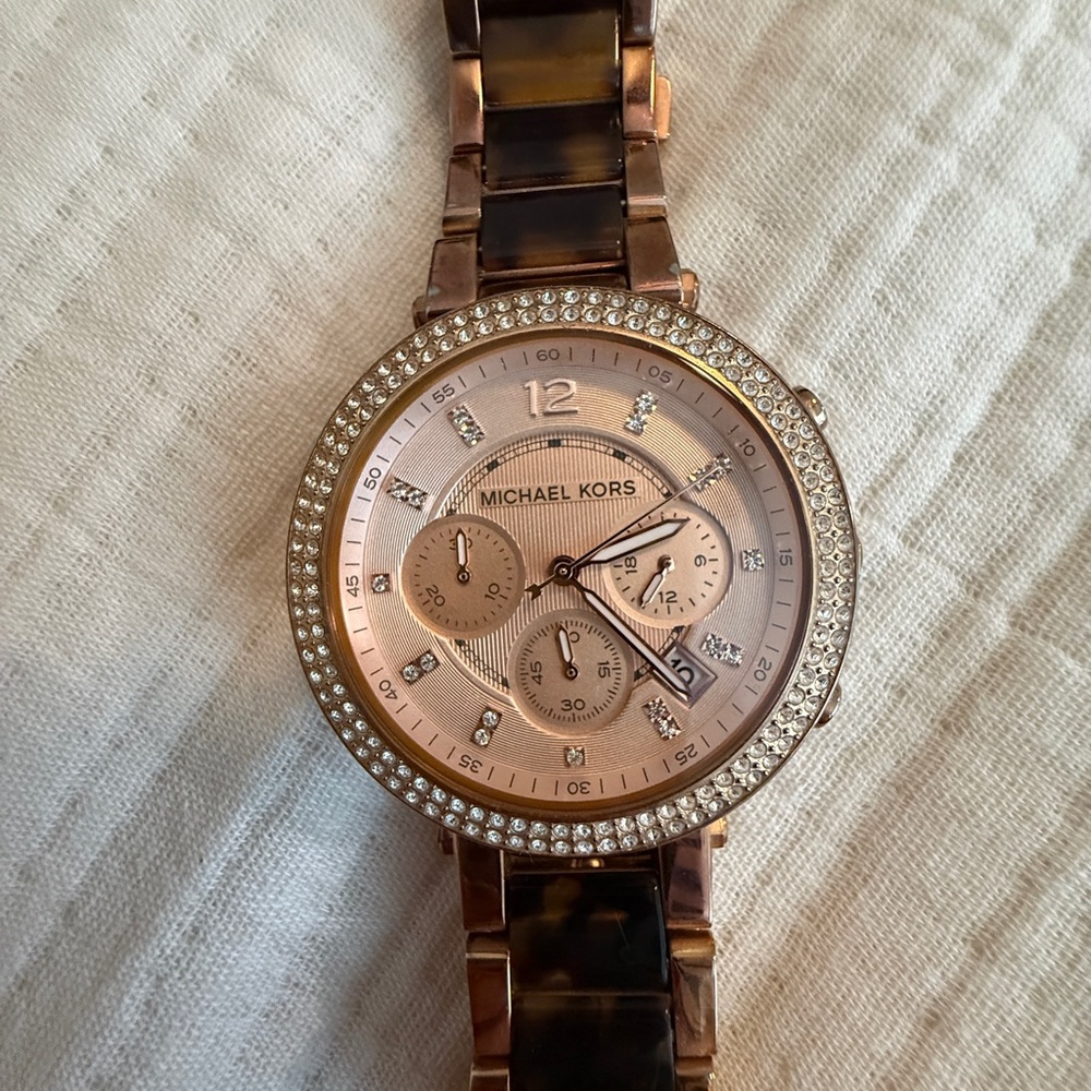 Michael Kors Rose Gold and Tortoiseshell Watch